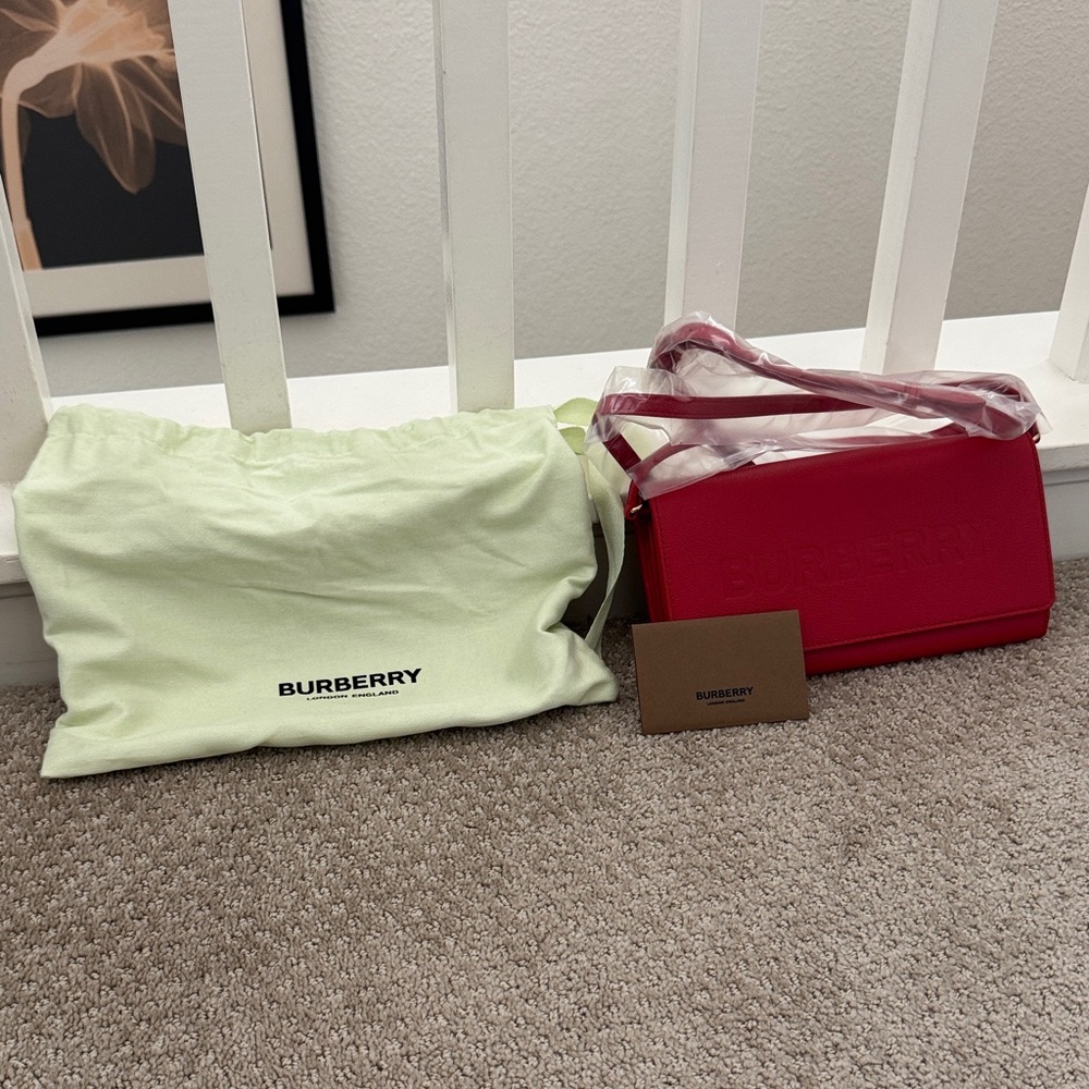 Burberry Red Henley Wallet On Strap